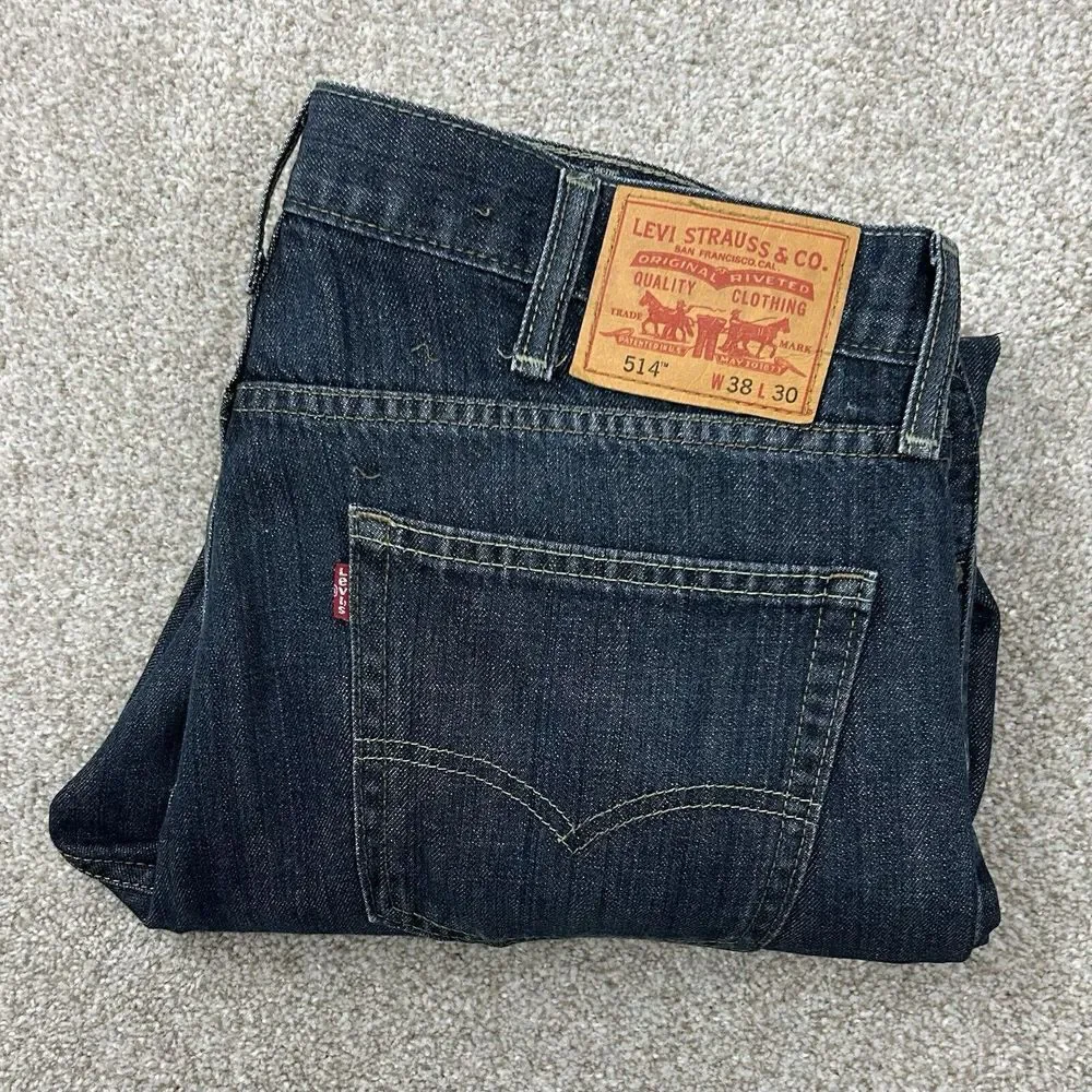 Levis 514 Jeans Men's Size‎ 38x30 Blue Denim Slim Straight Leg EUC